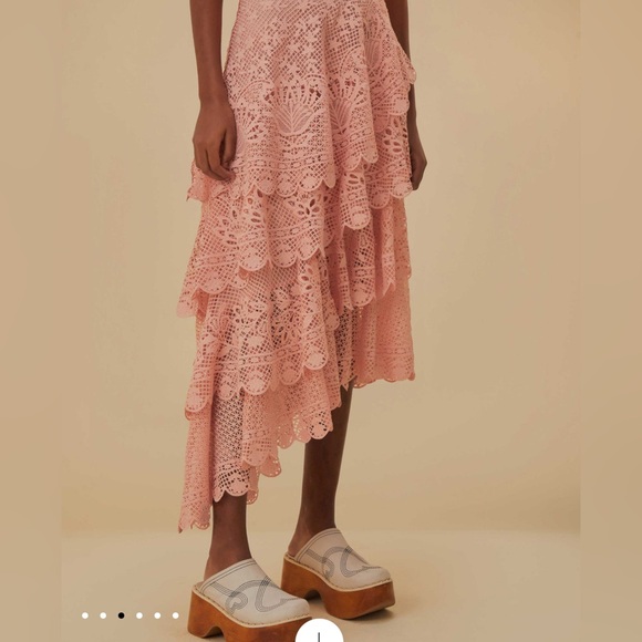 Farm Rio Light Pink Guipure Layered Maxi Skirt - Picture 5 of 9
